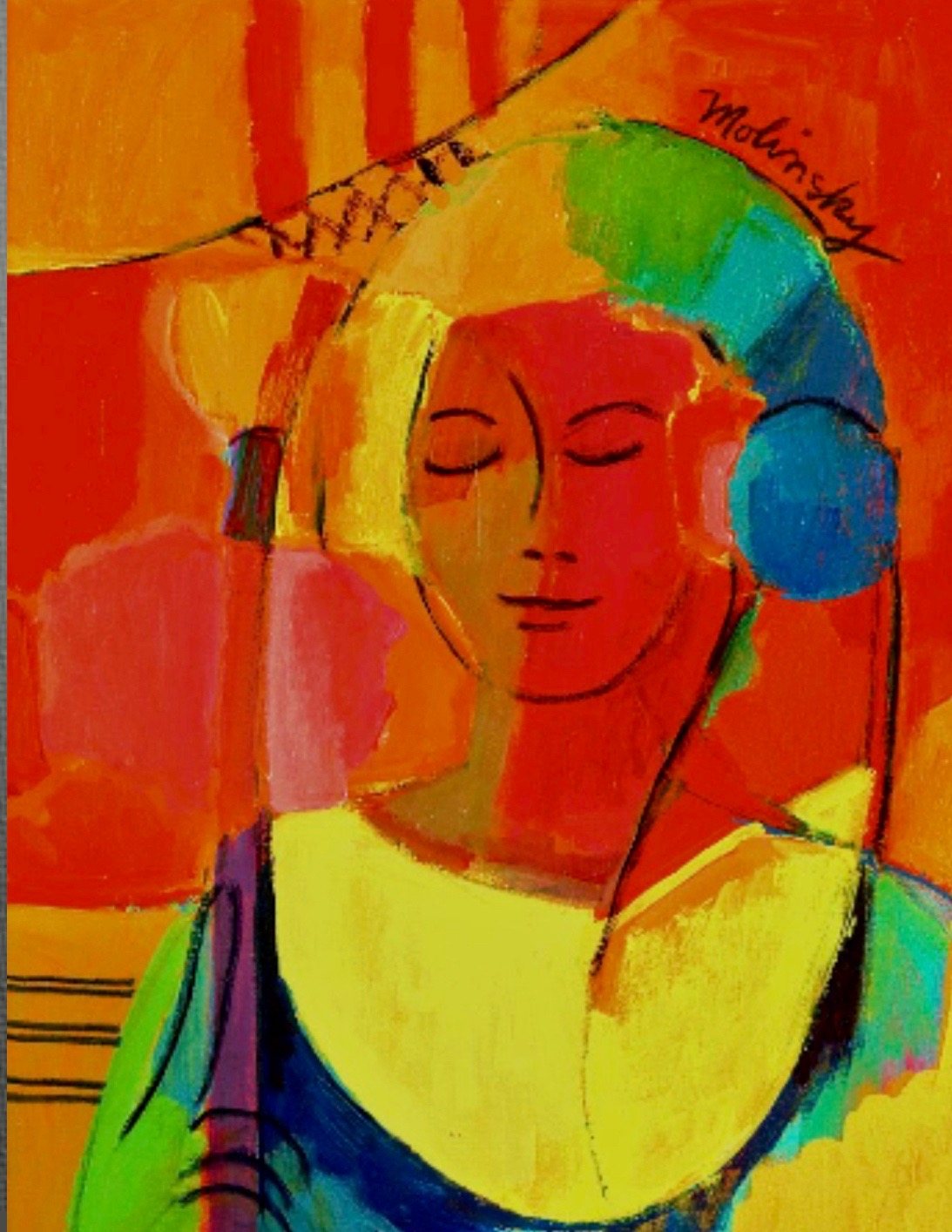 Bali Woman with Striped Parasol, acrylic on canvas by Betsie Molinsky