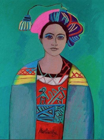Guatemalan School Girl, acrylic on canvas by Betsie Molinsky
