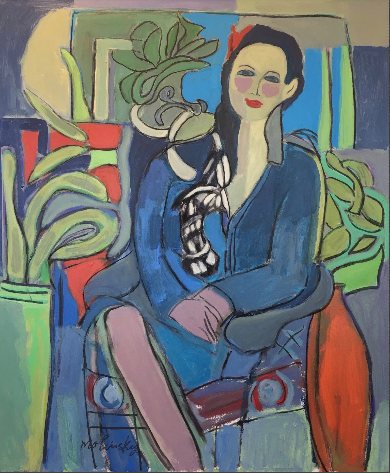Jessica with Still-Life, acrylic on board by Betsie Molinsky