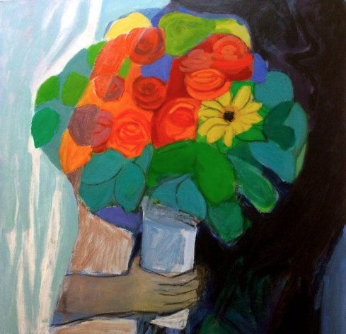 Madeleine's Wedding Bouquet, acrylic on canvas by Betsie Molinsky