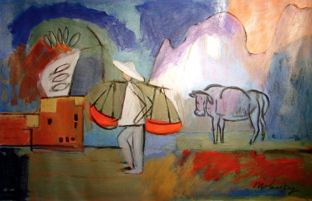 Remembering China, acrylic on paper by Betsie Molinsky