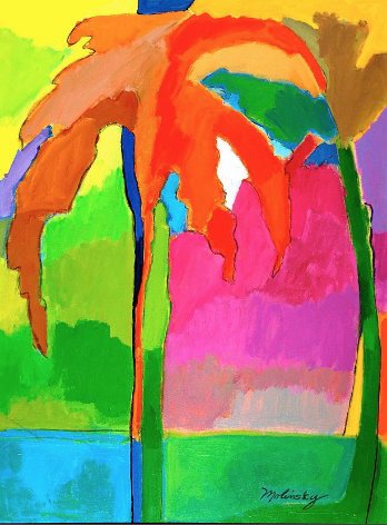 Palm Trees in Paradise, acrylic on canvas