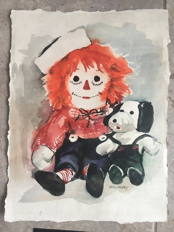 Raggedy Andy, acrylic on watercolor paper