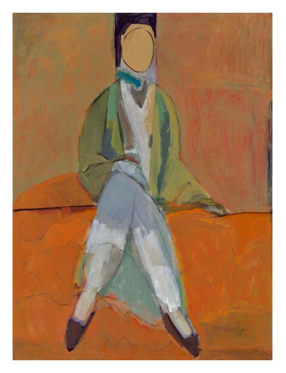 Seated Figure in Green, acrylic on canvas