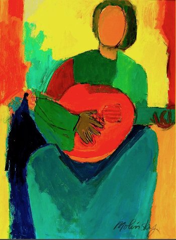 Woman with Mandolin #2, acrylic on canvas
